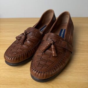 Giorgio Brutini Cornell Loafers Mens Size 9M Brown Woven Leather Tassel